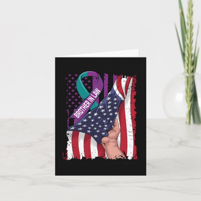 In Memory Of Brother In Law Suicide Awareness Usa  Card (Front)