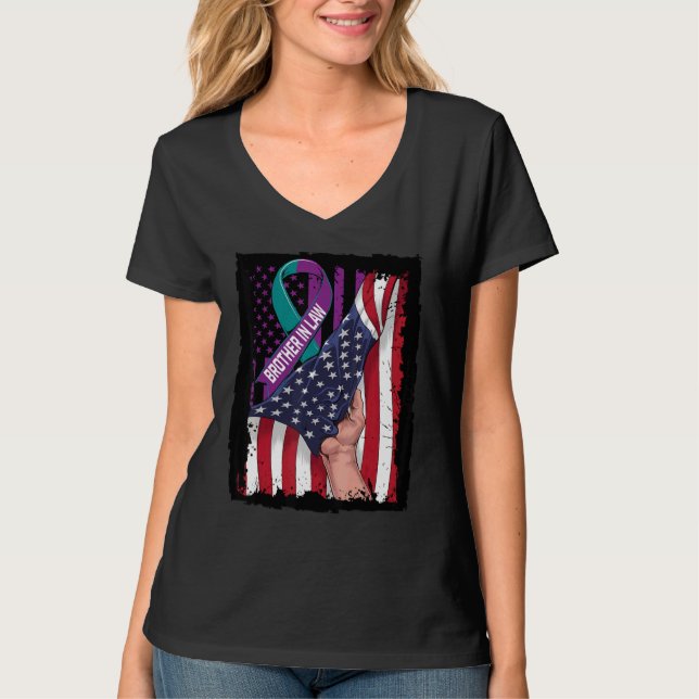 In Memory of Brother In Law Suicide Awareness USA  T-Shirt (Front)