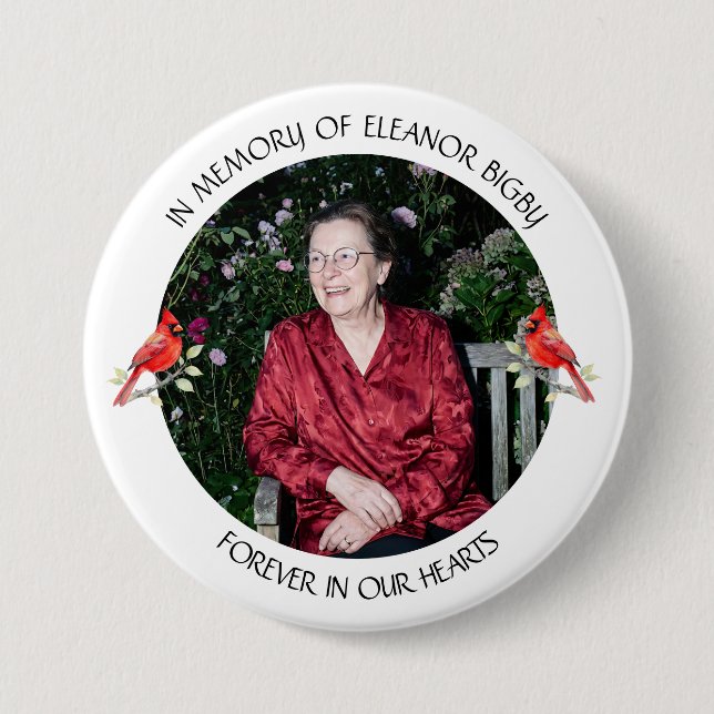 In Memory of | Cardinal Memorial Keepsake Button (Front)
