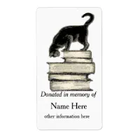 In Memory of Cat on Stack of Books of Bookplate ..