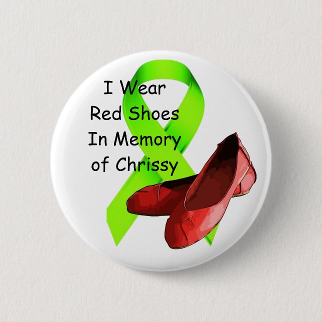 In Memory of Chrissy Pin, Lyme Disease Awareness Button (Front)