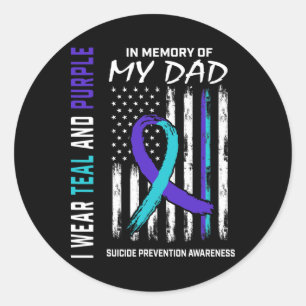 In Memory Of Dad Suicide Awareness Prevention Amer Classic Round Sticker