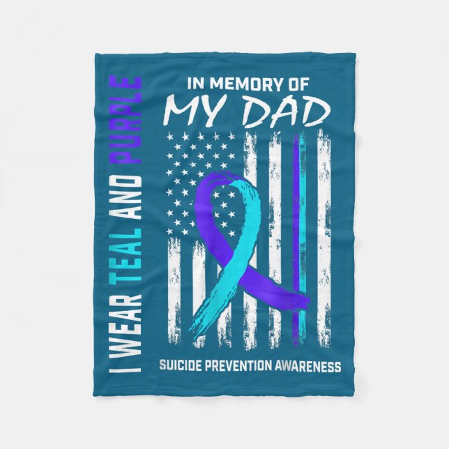 In Memory Of Dad Suicide Prevention Awareness Amer Fleece Blanket (Front)