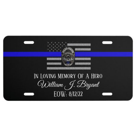 In Memory Of Fallen Officer  License Plate