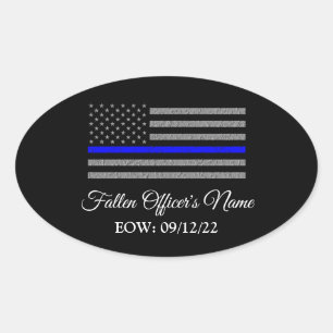 IN MEMORY OF FALLEN OFFICER OVAL BUMPER STICKER