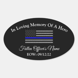 IN MEMORY OF FALLEN OFFICER OVAL BUMPER STICKER