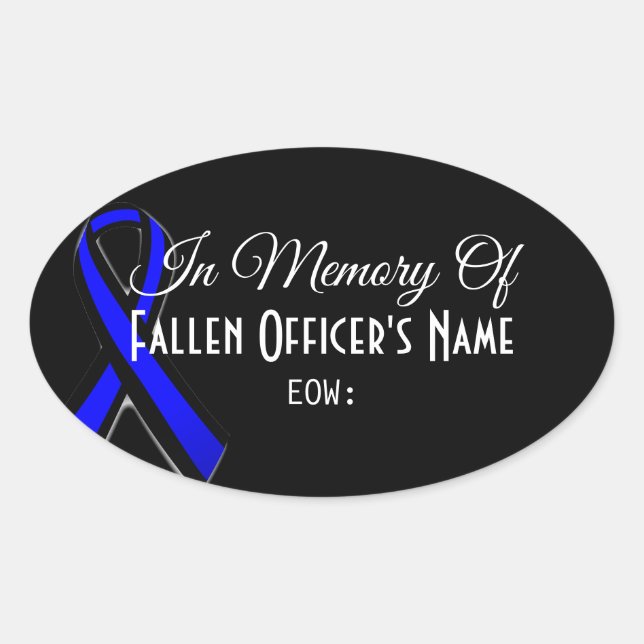 IN MEMORY OF FALLEN OFFICER OVAL BUMPER STICKER (Front)