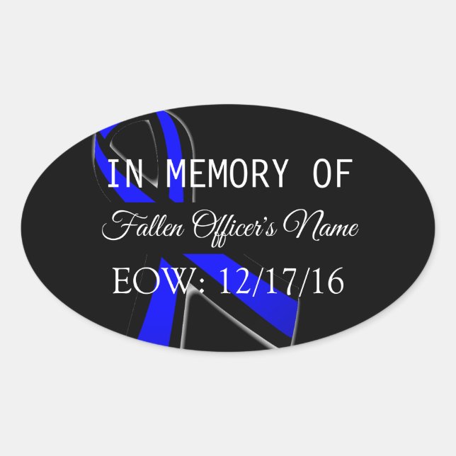 IN MEMORY OF FALLEN OFFICER OVAL BUMPER STICKER (Front)
