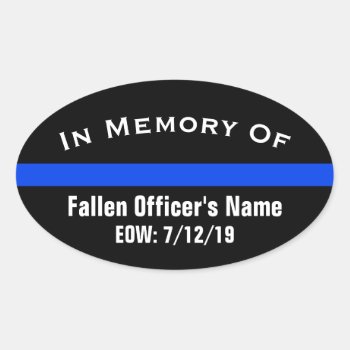 In Memory Of Fallen Officer Thin Blue Line Sticker by BreakingHeadlines at Zazzle