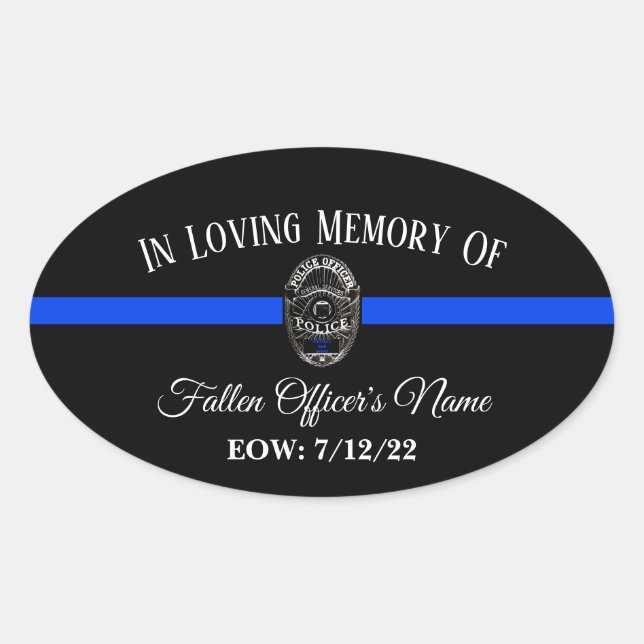 IN MEMORY OF FALLEN OFFICER THIN BLUE LINE STICKER (Front)