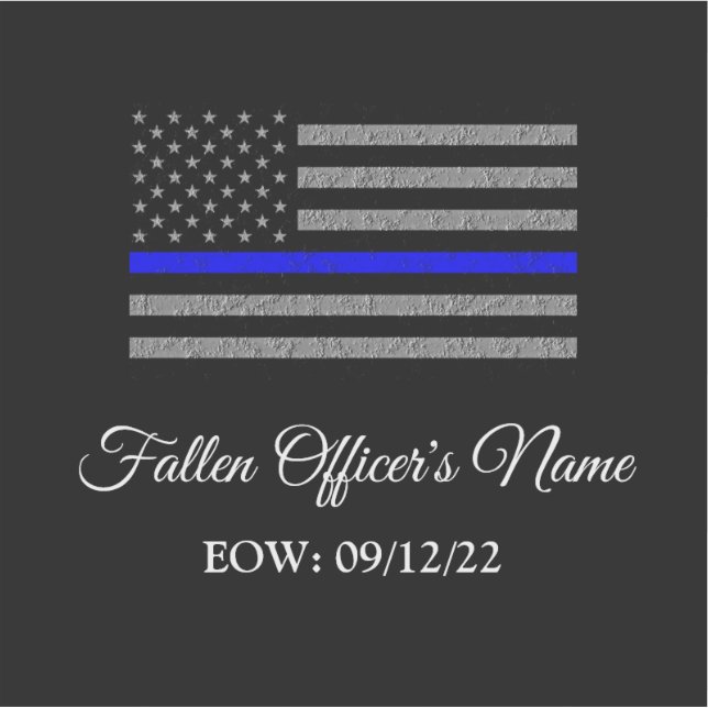 IN MEMORY OF FALLEN OFFICER THIN BLUE LINE VINYL STICKER (Front)