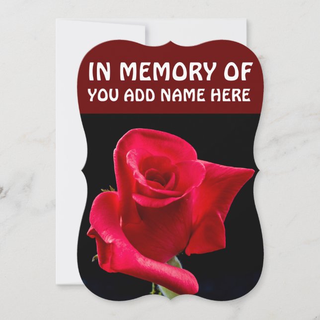 IN MEMORY OF FUNERAL CARDS, RED ROSE INVITATION (Front)