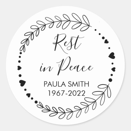 In Memory Of  Funeral Gift Classic Round Sticker