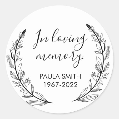 In Memory Of  Funeral Gift In loving memory Classic Round Sticker