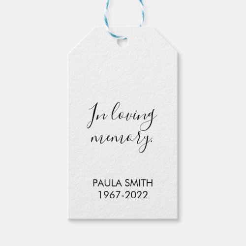 In Memory Of  Funeral Gift In loving memory Gift Tags