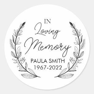 In Memory Of Funeral Gift loving memorial favor Classic Round Sticker