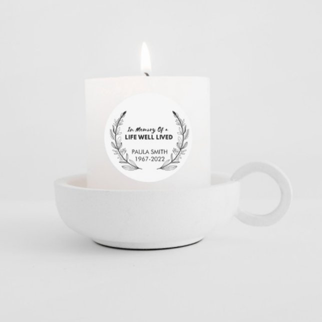 In Memory Of Funeral Gift loving memorial favor Classic Round Sticker (Creator Uploaded)