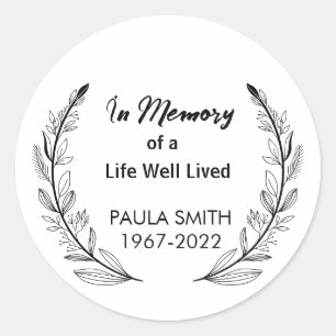 In Memory Of Funeral Gift loving memorial favor Classic Round Sticker