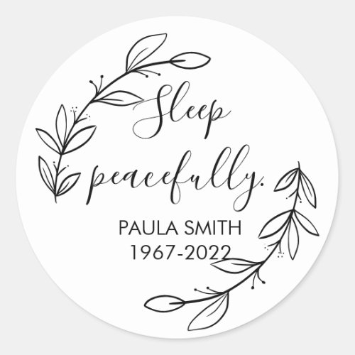 In Memory Of  Funeral Gift Sleep peacefully Classic Round Sticker