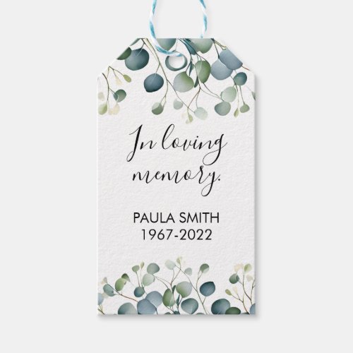 In Memory Of  Funeral In loving memory leaves Gift Tags