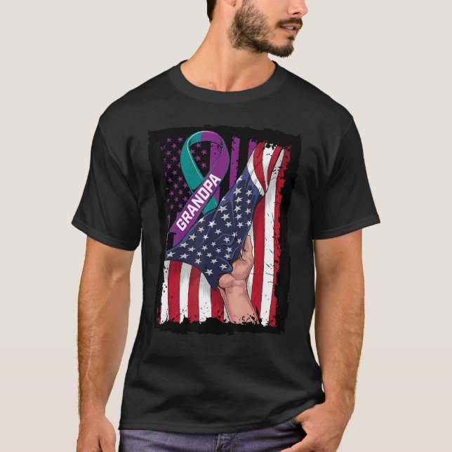 In Memory of Grandpa Suicide Awareness American Fl T-Shirt (Front)
