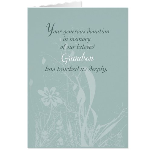 In Memory of Grandson, Thank you for Donation Card | Zazzle