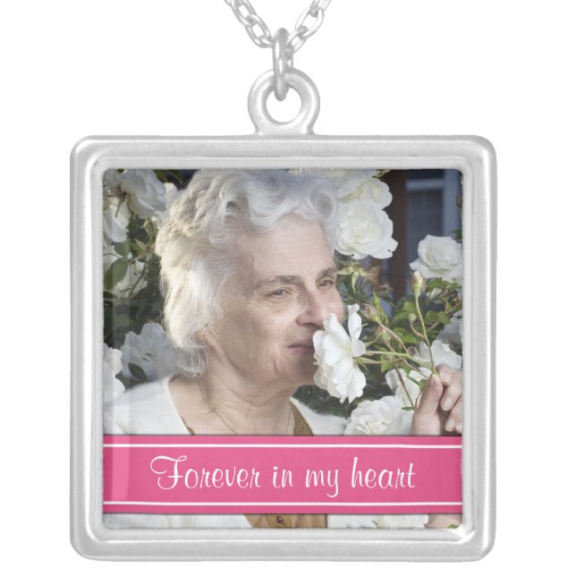 In Memory of Hot Pink Photo Necklace (Front)