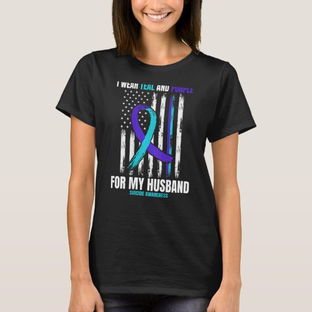 In Memory Of Husband Suicide Awareness Usa Flag Ba T-Shirt (Front)