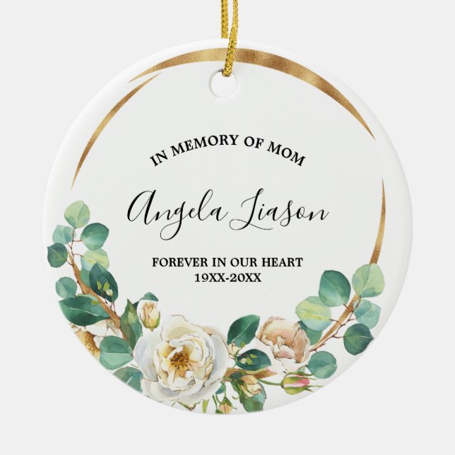 In Memory of Mom Christmas Ceramic Ornament (Front)