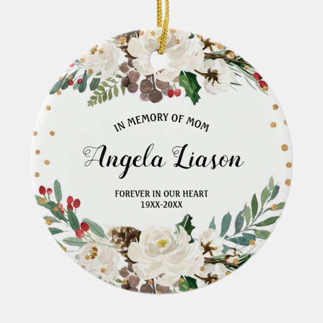 In Memory of Mom Christmas Ornament (Front)