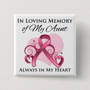 In Memory of My Aunt - Breast Cancer Pinback Button