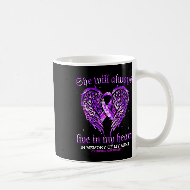 In Memory Of My Aunt Overdose Awareness Angel Wing Coffee Mug (Right)