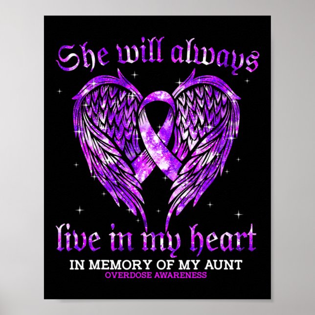 In Memory Of My Aunt Overdose Awareness Angel Wing Poster (Front)