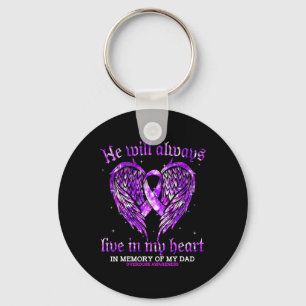 In Memory Of My Dad Overdose Awareness Angel Wing Keychain