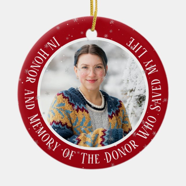 In Memory of My Donor Transplant Christmas Ceramic Ceramic Ornament (Front)