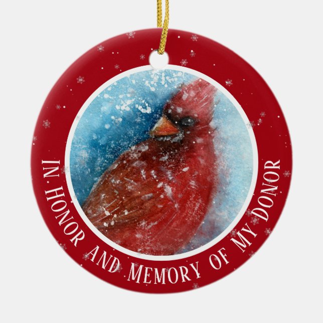 In Memory of My Donor Transplant Christmas Ceramic Ornament (Front)