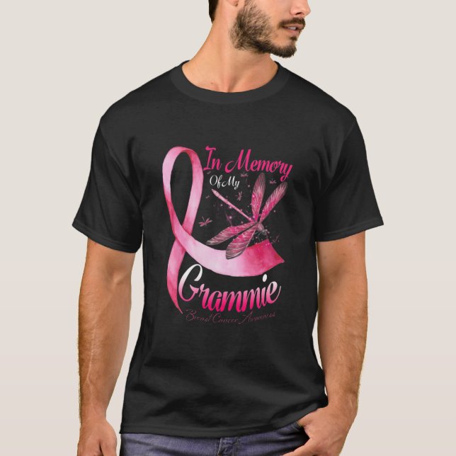 In Memory Of My Grammie Dragonfly Breast Cancer Aw T-Shirt (Front)