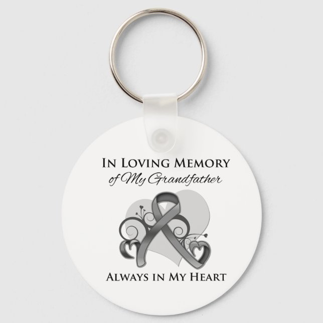 In Memory of My Grandfather - Brain Cancer Keychain (Front)