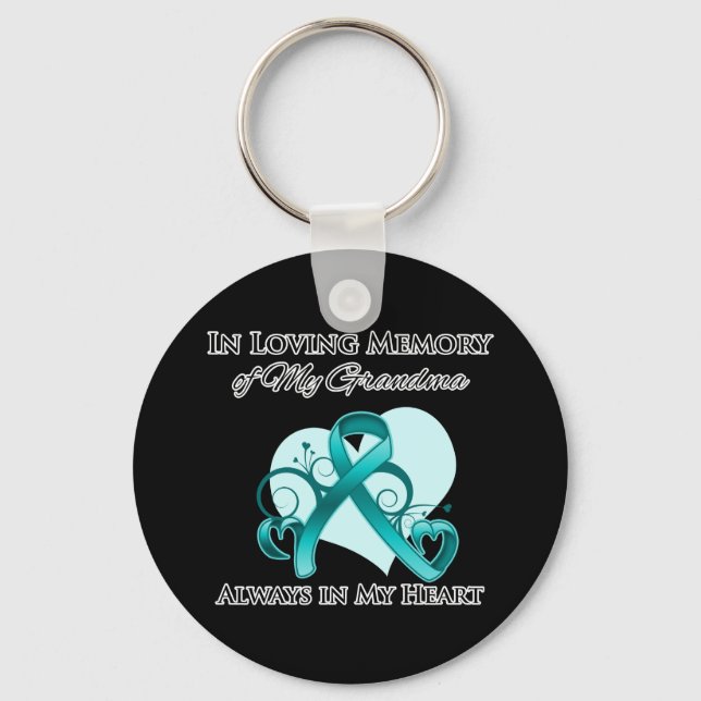 In Memory of My Grandma - Ovarian Cancer Keychain (Front)
