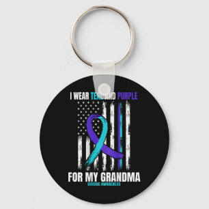 In Memory Of My Grandma Suicide Awareness Flag Bac Keychain