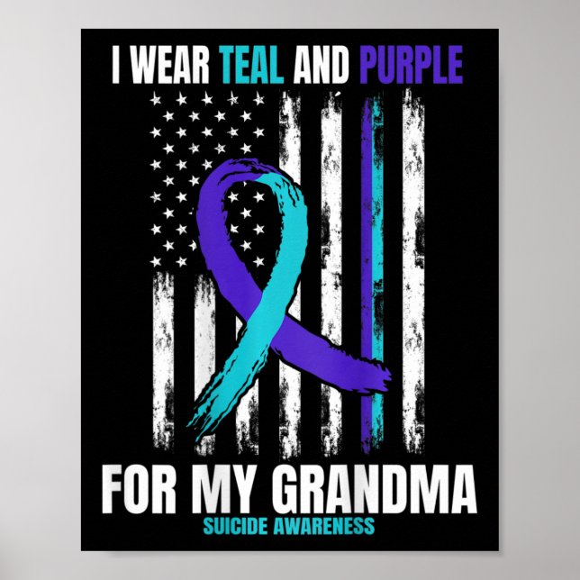 In Memory Of My Grandma Suicide Awareness Flag Bac Poster (Front)