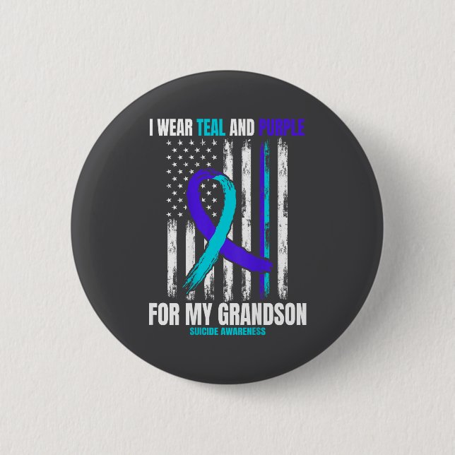 In Memory Of My Grandson Suicide Awareness Flag Ba Button (Front)