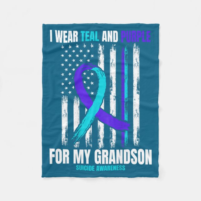 In Memory Of My Grandson Suicide Awareness Flag Ba Fleece Blanket (Front)