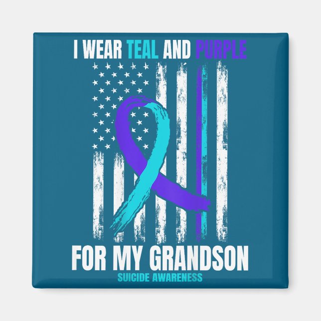 In Memory Of My Grandson Suicide Awareness Flag Ba Magnet (Front)