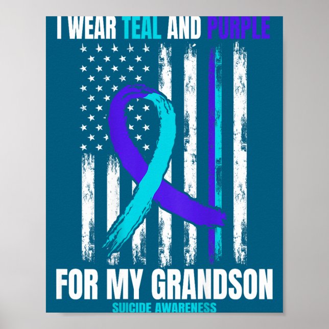In Memory Of My Grandson Suicide Awareness Flag Ba Poster (Front)