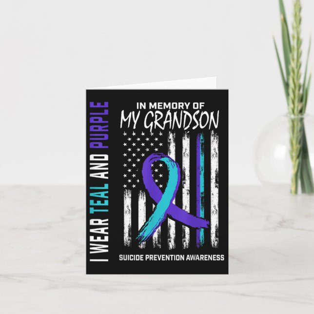 In Memory Of My Grandson Suicide Awareness Prevent Card (Front)