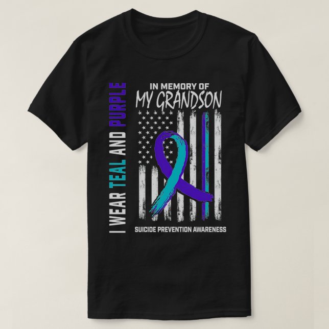 In Memory Of My Grandson Suicide Awareness Prevent T-Shirt (Design Front)