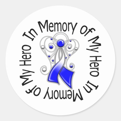 In Memory of My Hero ALS Angel Wings Classic Round Sticker