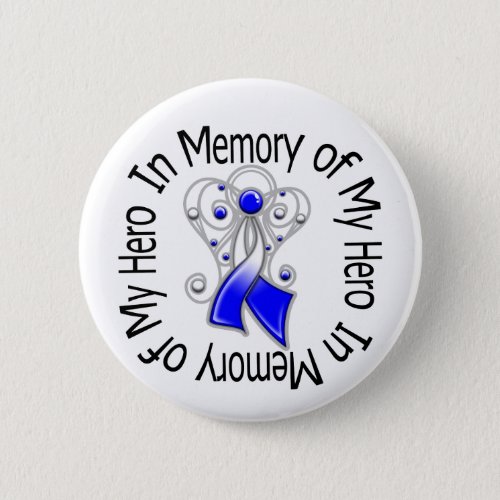 In Memory of My Hero ALS Angel Wings Pinback Button
