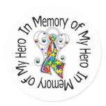 In Memory of My Hero Autism Angel Wings Classic Round Sticker